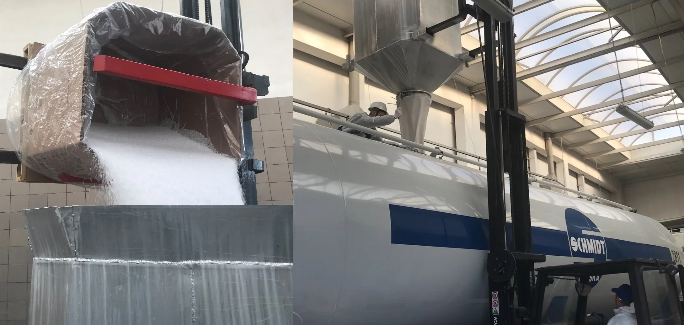 Big-bag transloading of a bulk material in the hall — SMIALA terminal in Chorula